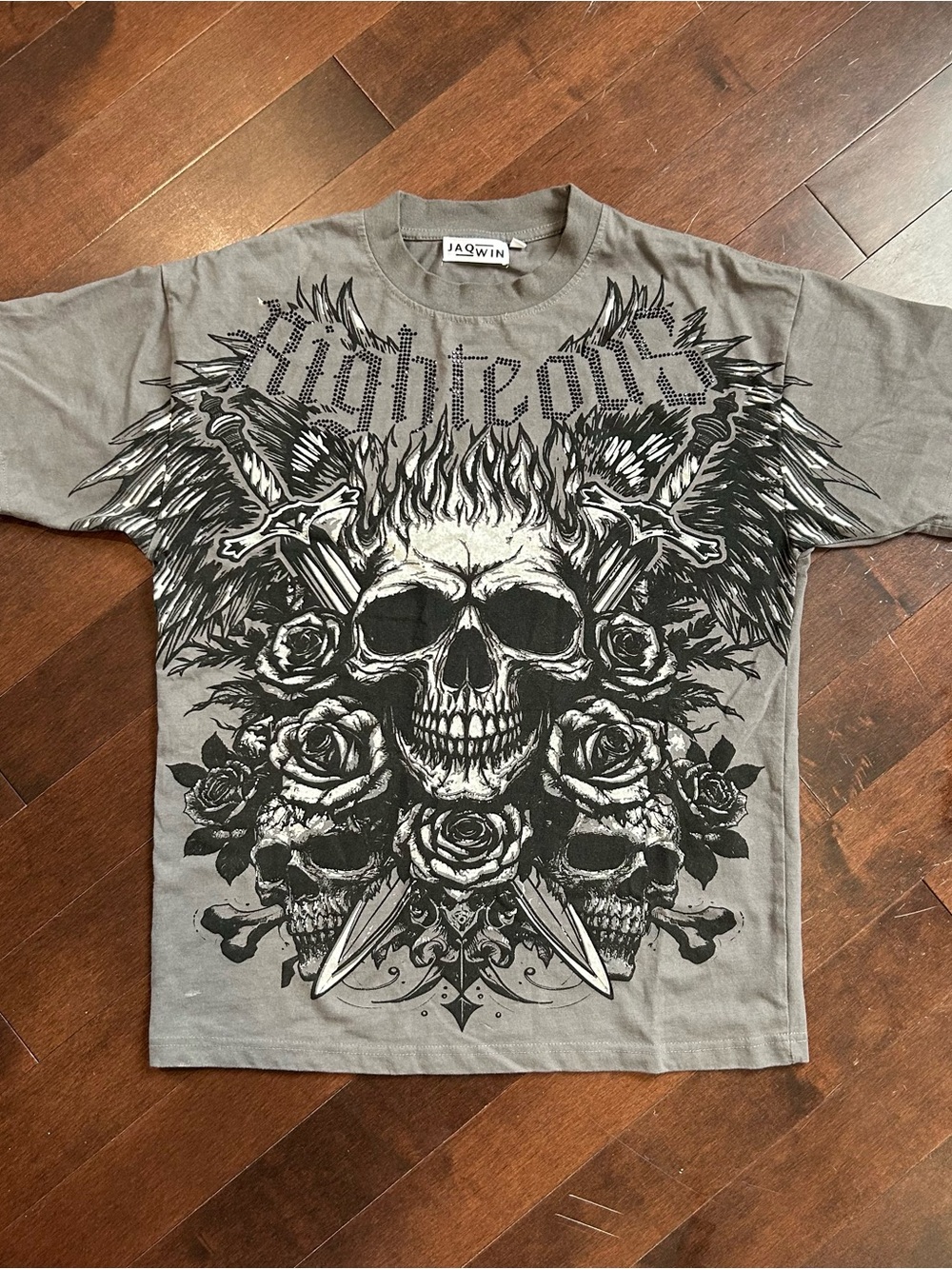 Men's Short Sleeve Graphic Skull Tee - Gray